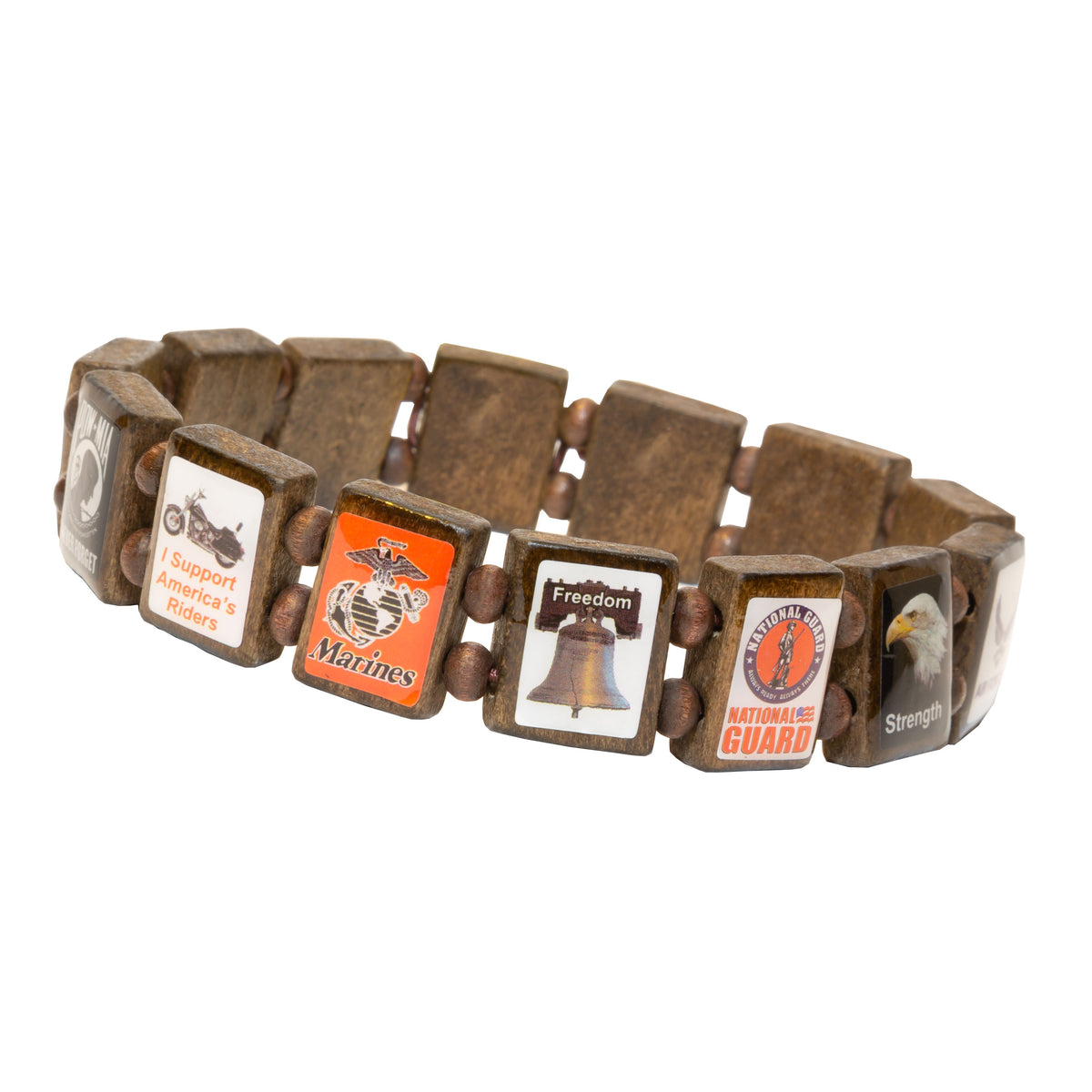 American Veteran (14 Tile) Fundraising Bracelet 100 Pack / Dark Wood