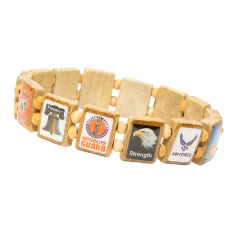 American Veteran (AV 14 tile) - Fundraising Bracelet-Wrist Story Products-100 Pack-Dark Wood-Wrist Story Products